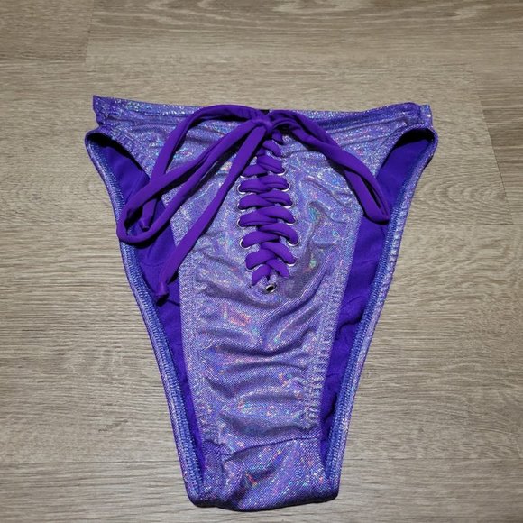 J. Valentine Pants - J Valentine Holographic Purple Lace-Up Rave Bottoms